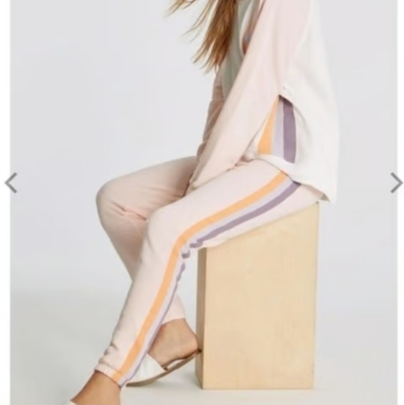 Wildfox Pants - Wildfox Knox Grapefruit Stripes Joggers Medium